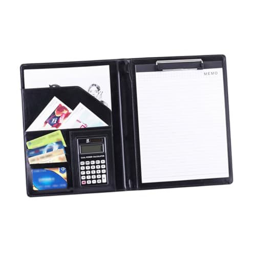 KICHOUSE Fashion PU Leather Document Organizer with Calculator and Notebook Stylish File Folder for Office School and Home Use Multi Functional Paper Holder Elegant Design for Professionals
