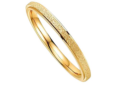 PAURO Bague Alliances pour Femme en Acier Inoxydable Plaqué Or 2mm Taille 54