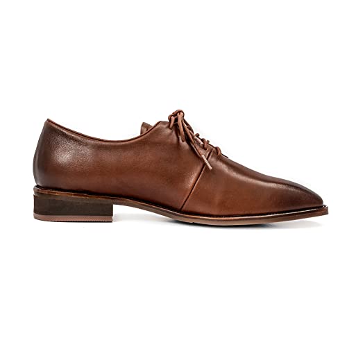 Oneeno Women's Minimalist Lace-Up Brown Leather Oxford 7.5 M Us #TOP1