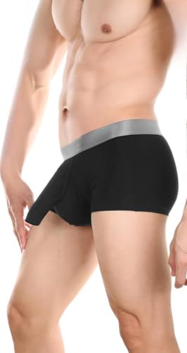 Men's Separated Bulge Boxers Briefs Fly Pouch Front Open Elephant Nose Turnks Breathable U Convex Boxers Shorts2