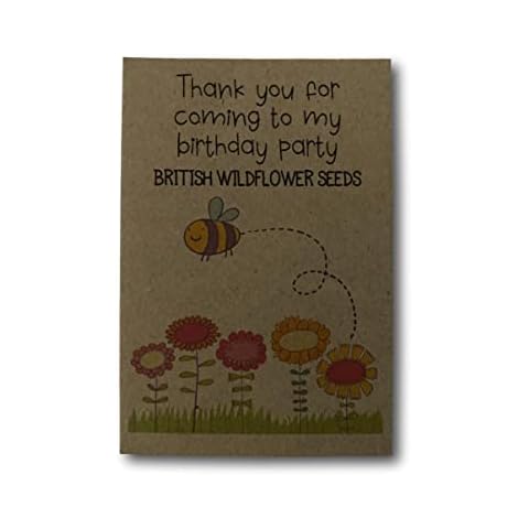 Birthday Wildflower Seed Packets x 10 - Eco Plastic Free Party Bag Fillers - Prime UNPERSONALISED Quick Dispatch BEE and 5 Flowers Cover