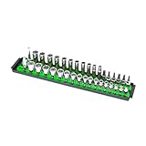 Ernst Manufacturing 8485 Socket Boss, Premium 2-Rail Twist Lock Socket Organizer, 3/8 Inch-Drive, 18-Inch, Green - Made in USA