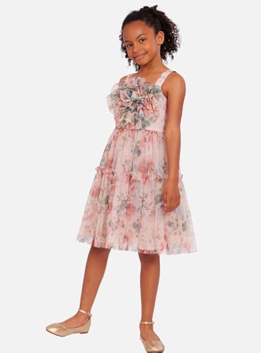 Bonnie Jean Girls 7-16 Floral Mesh Ruffle Bodice Dress4