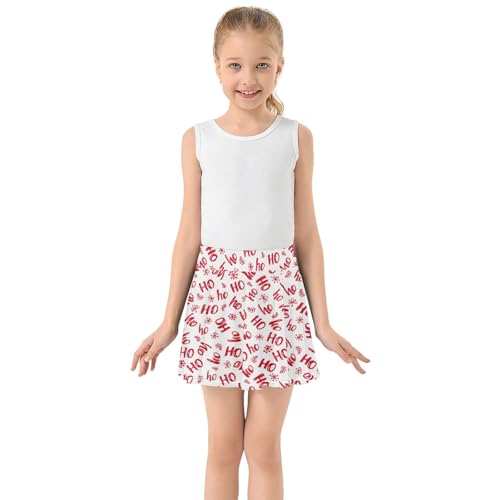 Girls Athletic Skirt 3-12 Years High Waist Tennis Skirts Christmas Ho Ho Ho for Kids Golf Running Dance Skort3