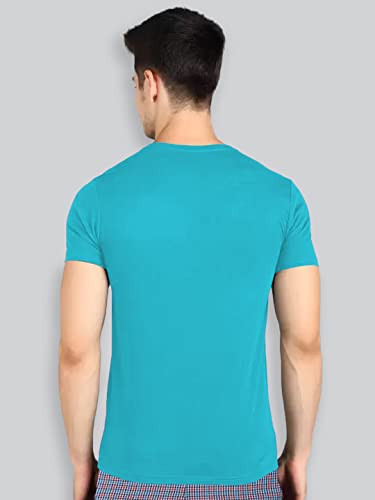 Image of Lux Nitro Men's Solid Modern Fit Round Neck T-Shirt Peacock Blue
