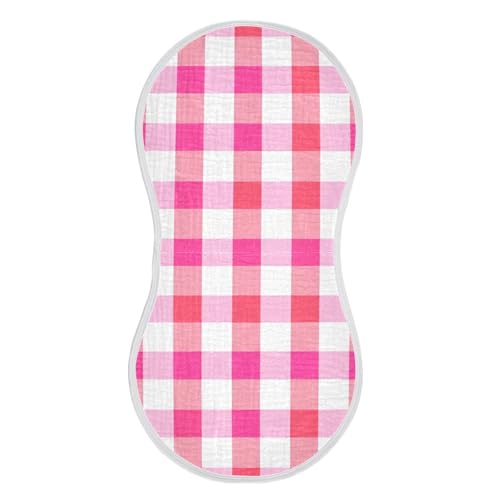 2 Pack Baby Burp Cloths, Soft Absorbent Burping Cloths for Babies, Cotton Milk Spit Up Rags, Large Size for Newborns, Baby Boys and Girls (Red Gingham Check)2