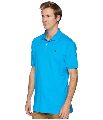 U.S. Polo Assn. Men's Solid Interlock Polo Shirt, Teal Blue, XL