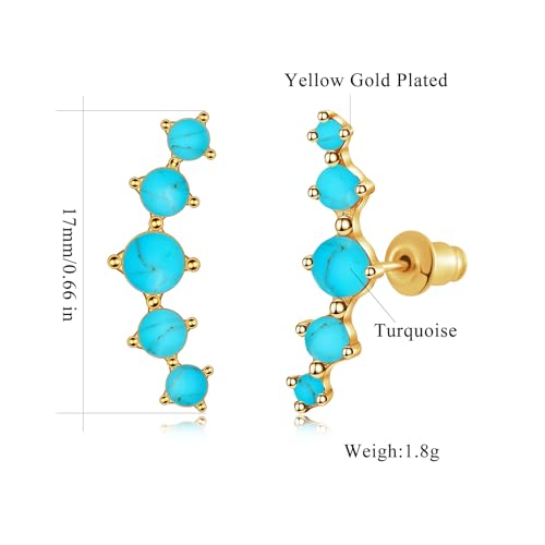 CiNily Opal Ear Crawler Earrings, 14K Gold Plated Cuff Climber Earrings Small Flat Back Stud Earrings Fashion Jewelry Mothers Day Gifts for Women Girls Hypoallergenic, White Gold, Rose Gold3