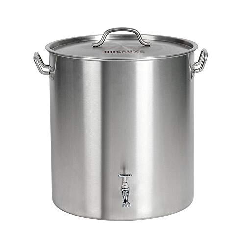 BREAUXS 80 Quart Stainless Steel Stock Pot with Raised Deep Steamer Strainer, Boil