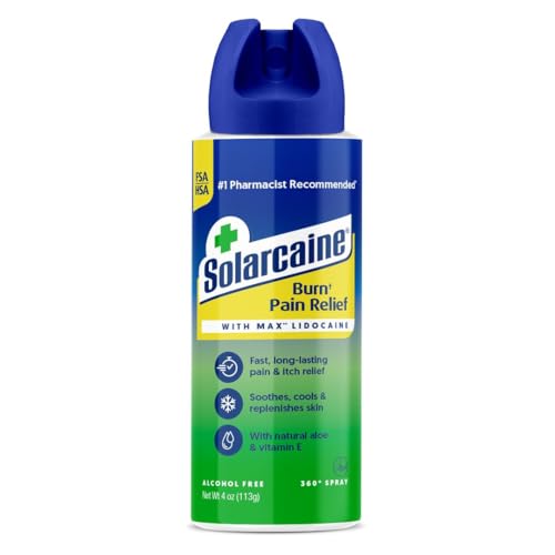 Solarcaine Aloe Sunburn Relief Spray with 4% Lidocaine - After Sun Care Relief for Burns, Scrapes & Itch - Aloe Spray to Soothe, Cool & Replenish Skin - 4oz