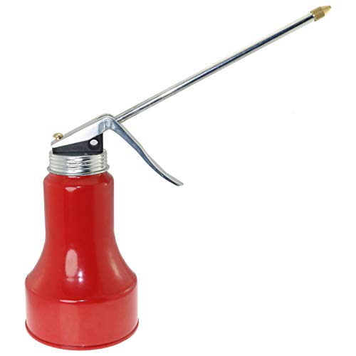 ToToT Red High Pressure Pistol Hand Pump Oil Can with Spout Lube Gun Operating Tool for Lubrication 450g