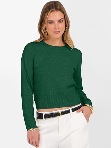Image of ANRABESS Women's Long Sleeve Sweaters Cropped Crew Neck | Business Casual Tops,Light Weight Comfy Knit,Pullover ShortSweater,Basic Classic,Fall Fashion Winter Layer Clothes