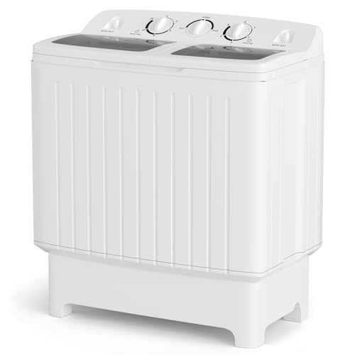 Giantex Portable Washing Machine, 20lbs Washer and Spinner Combo, Twin Tub 12lbs Wash & 8lbs Spin, Mini Compact Laundry Clothes Lavadora Portatil for Apartment Dorm RVs (White & Grey)