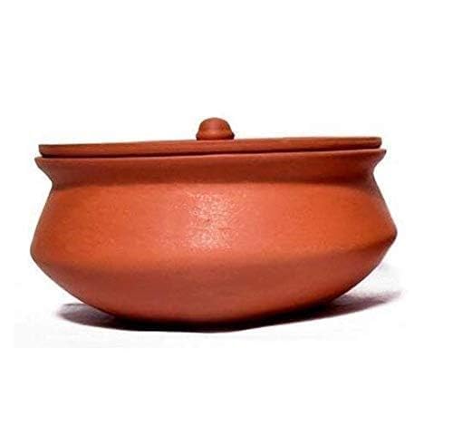 Image of Bhanvi 1000ml Earthen Cooking Clay Curd Pot Making Curd Chach Lassi Dahi Kadai Handi Mitti Ke Bartan Curd Bowl with Lid with Unglazed Clay Pot Serving Use in Oven