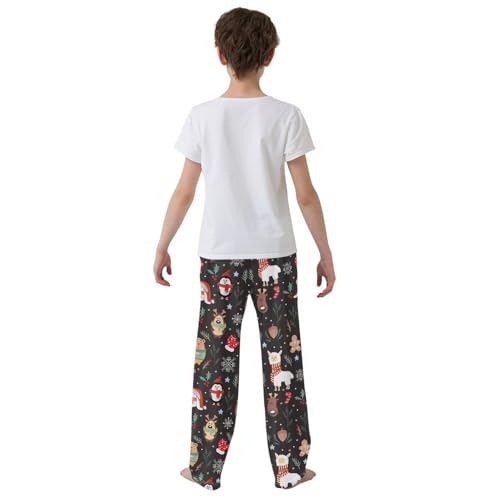 ZZXXB Christmas Llama Bear Boys Long Pants Soft Trousers Elastic Waist Kids Lounge Bottoms with Pockets S-XL3