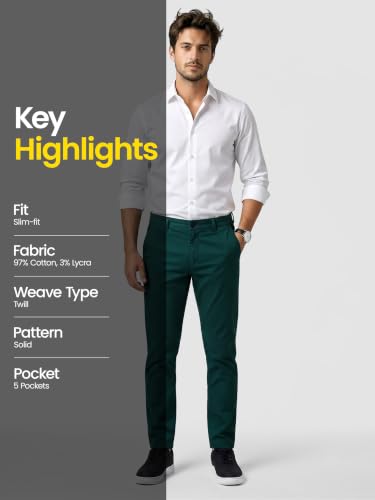 Image of Beyoung Cotton Lycra Classic Fit Chino Pants for Men | Casual Pants | Stretchable Chinos | Slant Pockets | Chino Trousers