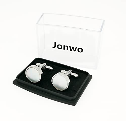 Mancuernillas redondas de concha nacar para hombres y mujeres miniatura 4