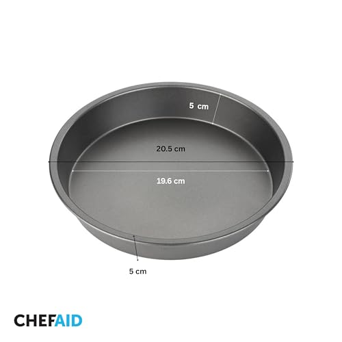 Chef Aid Non-Stick Round Cake Tins, Set of 2 Fixed Base Baking Pans, Durable Carbon Steel, Easy Clean, Ideal for Sponge Cakes, Cheesecakes and Desserts, Grey - Image 3