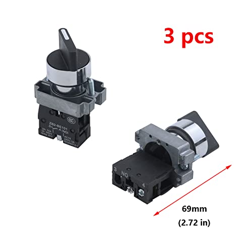 Sélecteur rotatif SPST 1NO 22mm commutateur 2 positions à verrouillage Antrader ZB2-BE101 - 3