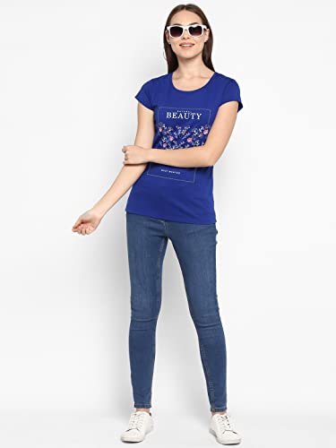 Image of Modeve Women Printed Cotton Blend Half Sleeve Round Neck T-Shirt for Summer