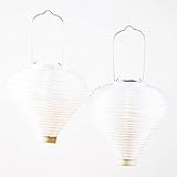 2 White Nylon Solar Hanging Lanterns, 10