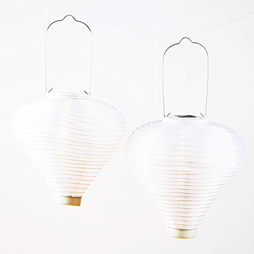 2 White Nylon Solar Hanging Lanterns, 10