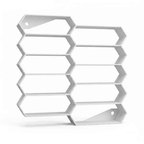 Image of Akrinity 10-Car Hexagon Wall Rack Compatible with Hot Wheels Stand & 1:64 Die-Cast Cars | Stackable Wall Car Display Organizer with Side Guards & Screw Slot | Home & Office Decor (White)