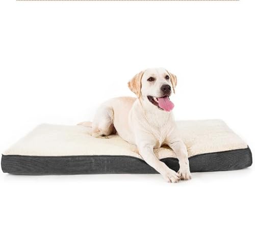 【Vofuxo】 低反発犬用ベッドマットレス ソフトペットクレートマット クッションマットレス ペットマッサージクッション 取り外し可能 洗える ジッパー付き 滑り止め 防湿 中型大型犬用 多用途 使いやすい (L,ホワイト+グレー)