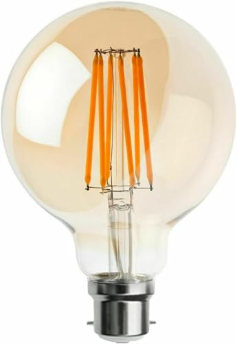 LEDSone Ampoules LED Edison Vintage G95 Globe B22 Baïonnette, 8W Blanc Chaud 2200K, Ampoule Rétro à Filament, Equivalent à Ampoule Incandescente 40W,...