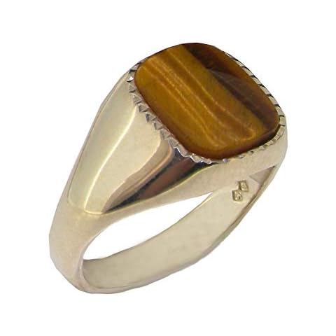 Solid Sterling Silver Tiger's Eye Signet Ring Cover