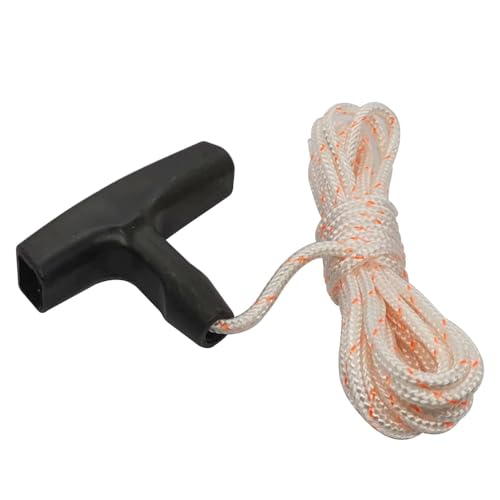 Bopurtotly New Recoil Starter Rope 3-Meter Pull Cord with Starter Handle Replacement for Lawn Mower ChainsawTrimmer Edger Brush Cutter Engine Parts(Red and White Cord,3.5 mm)