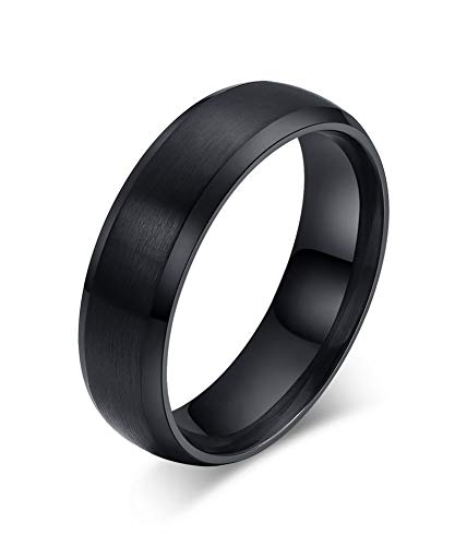 MEALGUET Stainless Steel Unisex 6MM Brushed Plain Simple Stainless Steel Wedding Ring Band for Men&Women, Blue/Black/Gold Plated