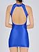 Women's Shiny Metallic Oil Glossy Bodycon Mini Dress See Through Cami Dresses Cutout Festival Rave Skirt for Halloween Party Blue L