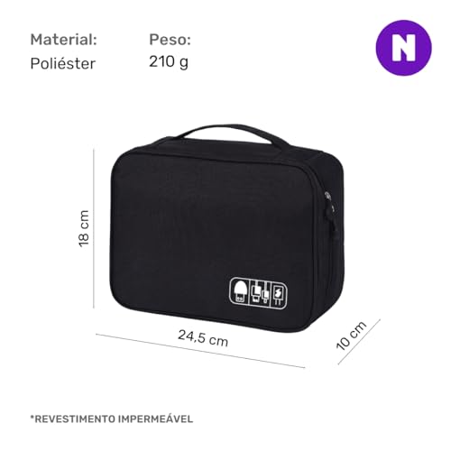 NERDCASE, Bolsa Organizadora para Cabos, 18x24,5cm, Poliéster, Preto