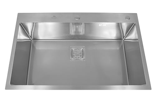 Image of CROCODILE 304 Grade Handmade HONEYCOMB Stainless Steel Single Bowl Kitchen Sink - 30 inchx18 inch - Premium Matte Finish, Rust-Free & Noise-Proof
