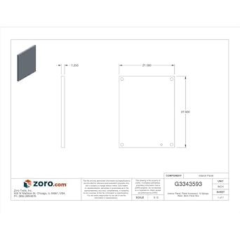 Wiegmann NP3024 Panel for NEMA 1, 3R, 4, 4X and 12 Enclosures, Steel, 21 x 27