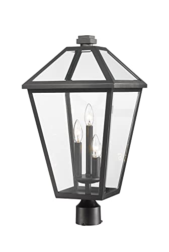 Z-Lite 3 Light Outdoor Post Mount Fixture 579Phxlr-Bk, Clear Beveled #TOP28