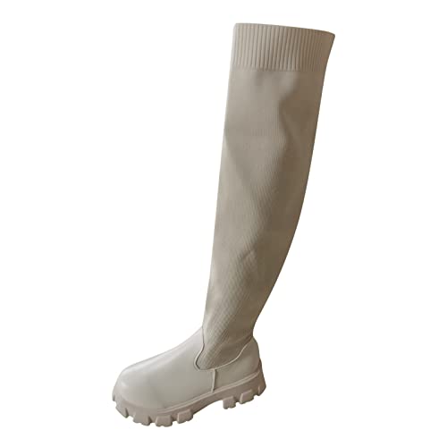 Bottes de mode sur le genou dotées d'un talon épais et d'un fini stretch