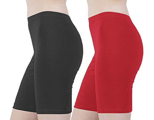 Image of Buy That Trendz Cotton Lycra Tight Fit Stretchable Cycling Shorts Womens | Shorties for Active wear /Exercise /Workout /Yoga /Gym /Cycle /Running Red Grey Combo Pack of 2