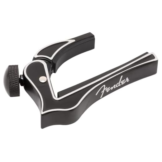 Fender Capodastre Dragon para Guitarras Eléctricas de 6 Cuerdas con Diapasón Radiado, Negro, Fácil de usar y Hecho de Aluminio Fundido Ligero y Duradero