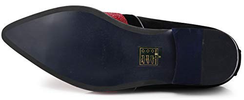 Image of Enzo Romeo Crisiano Men Rhinestone Chrome Toe Suede Pointy Dress Loafer Slip On Shoes