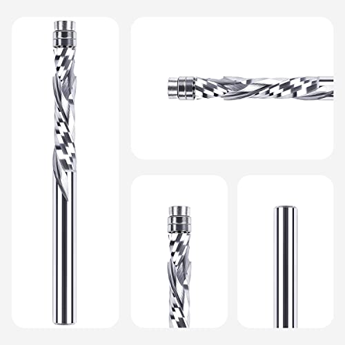 SpeTool Bündigfräser 8mm Schaft Spiralnutfräser Extra Lang Kopierfräser für Oberfräse Up&Down Kompressions 40mm Schnittlänge VHM Fräser Spiralgenutet doppeltem Kugellager Unten zum Holzbearbeitung