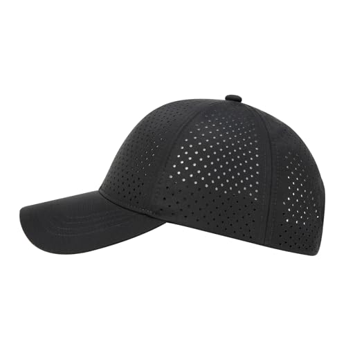 Image of FEINION Men Summer Adjustable Performance Hat Breathable Snapback Laser Perforated Mesh Baseball Cap