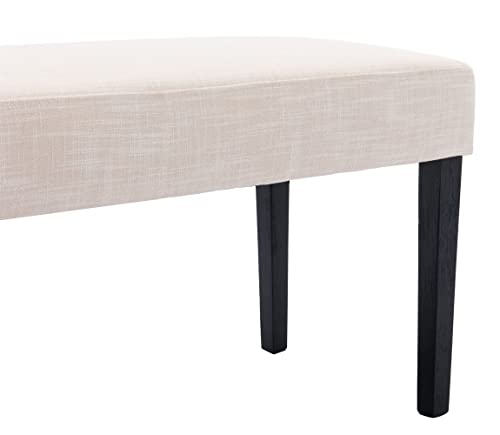 Vescasa Beige Linen Upholstered Dining Bench With Black Wood Legs, 44.5" W Entryway Farmhouse Padded Bench For Dining Room, End Of Bed, Kitchen, Living Room, 1 Pc #TOP6