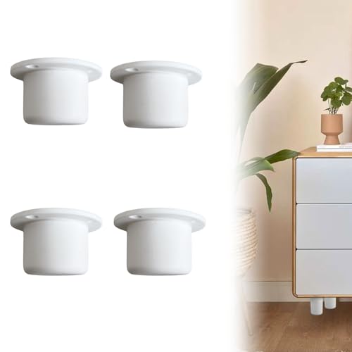 INDAUX Piedino Regolabile SANDY per Mobili e Divani – Ideale per Cucina, Salotto, Bagno - Alta Resistenza e Stabilità – Confezione da 4 Piedini (Misura: 35-50 mm - Colore: Bianco)