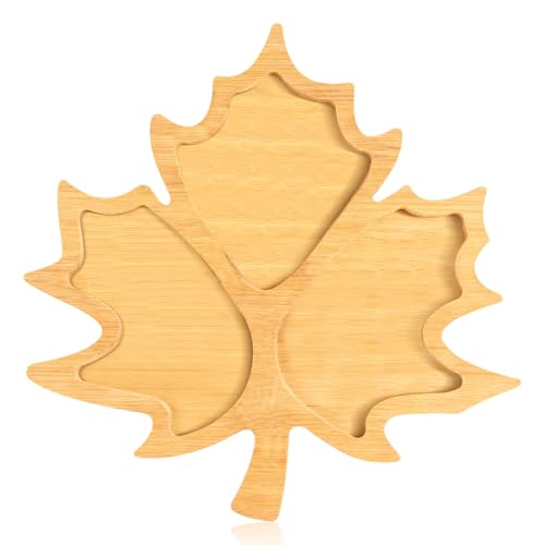 AWIZOM Maple Leaf Charcuterie Boards Thanksgiving Wooden Serving Platter Bamboo