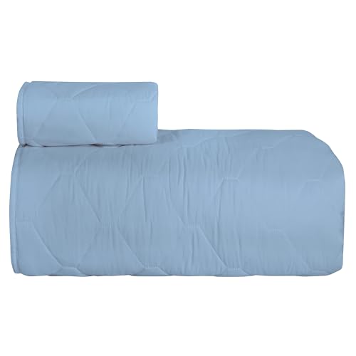Image of ROYALE LINENS Twin Size 2 pc Quilt Set - Soft Lightweight 100% Microfiber Quilted Set - Solid Bedspread -Quilted Blanket Thin Comforter -Bedding Coverlets for All Seasons (Chambray, 1 Quilt- 1 Sham)