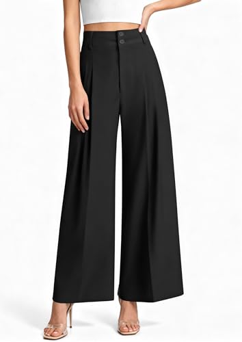 PRETTYGARDEN High-Waist Wide-Leg Palazzo Pants (Black) — view 8