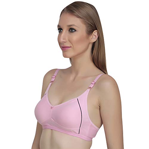 Image of Women Non Padded Bra - Made of Pure Cotton Full Coverage Non Wired Seamless Pushup Soft Cup for T-Shirt Saree Dress Sports Garment for Daily Use Everyday