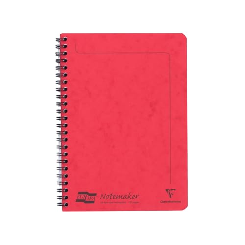 Clairefontaine 4858Z - One Notemakers Europa Red Spiral Notebook - Size: A5 14,8X21 Cm - 120 Detachable Ruled Pages - White Paper 90 G - Glossy Card C